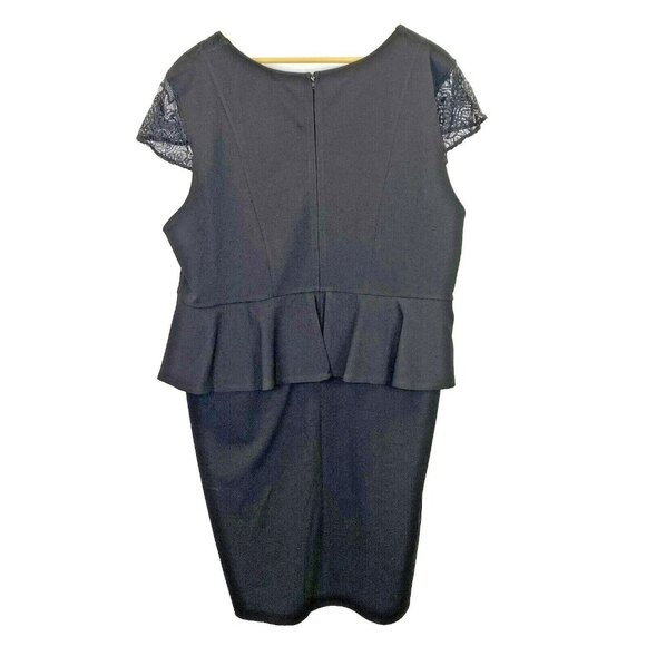 Torrid Dress Womens Plus Size 26 Black Peplum Lace Cap Sleeve Party Cocktail - Picture 4 of 4